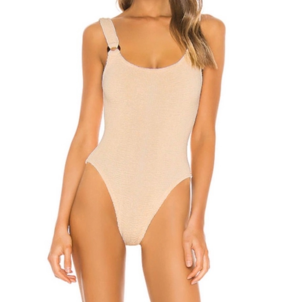 Hunza G Textured One-Piece Swimsuit in Beige